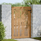 Cancello da giardino 85x125 cm acciaio Corten design bambù