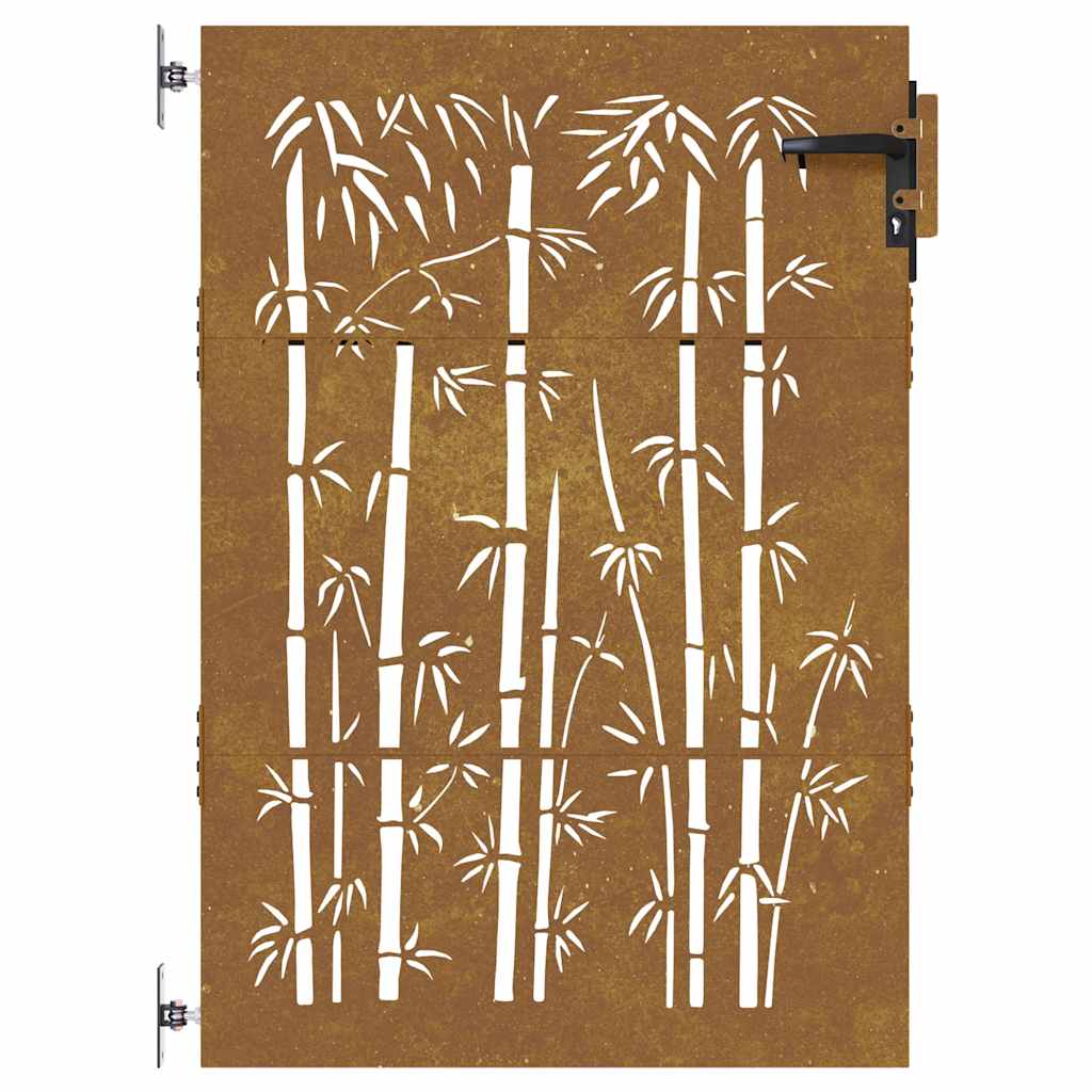 Cancello da giardino 85x125 cm acciaio Corten design bambù