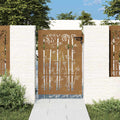 Cancello da giardino 85x125 cm acciaio Corten design bambù
