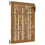 Cancello da giardino 85x150 cm in acciaio Corten e bambù