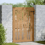 Cancello da giardino 85x150 cm in acciaio Corten e bambù