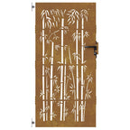 Cancello da giardino 85x175 cm acciaio Corten con design bambù tagliato al laser