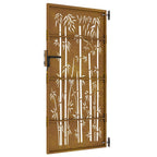 Cancello da giardino 85x175 cm acciaio Corten con design bambù tagliato al laser