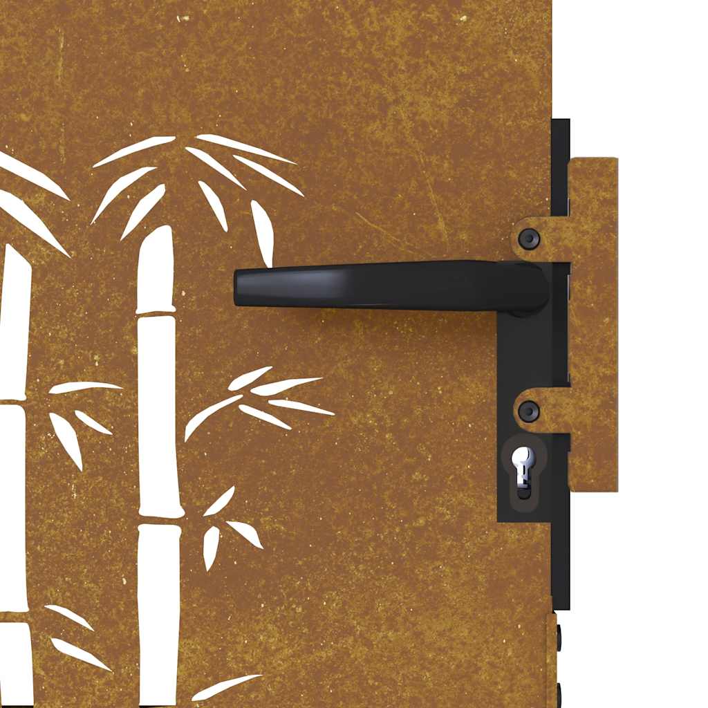 Cancello da giardino 85x175 cm acciaio Corten con design bambù tagliato al laser
