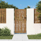 Cancello da giardino 85x175 cm acciaio Corten con design bambù tagliato al laser