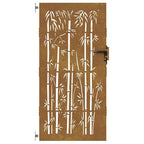 Cancello da giardino 85x200 cm in acciaio corten con design tagliato al laser in bambù