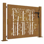 Cancello da giardino 100x75 cm acciaio Corten design bambù