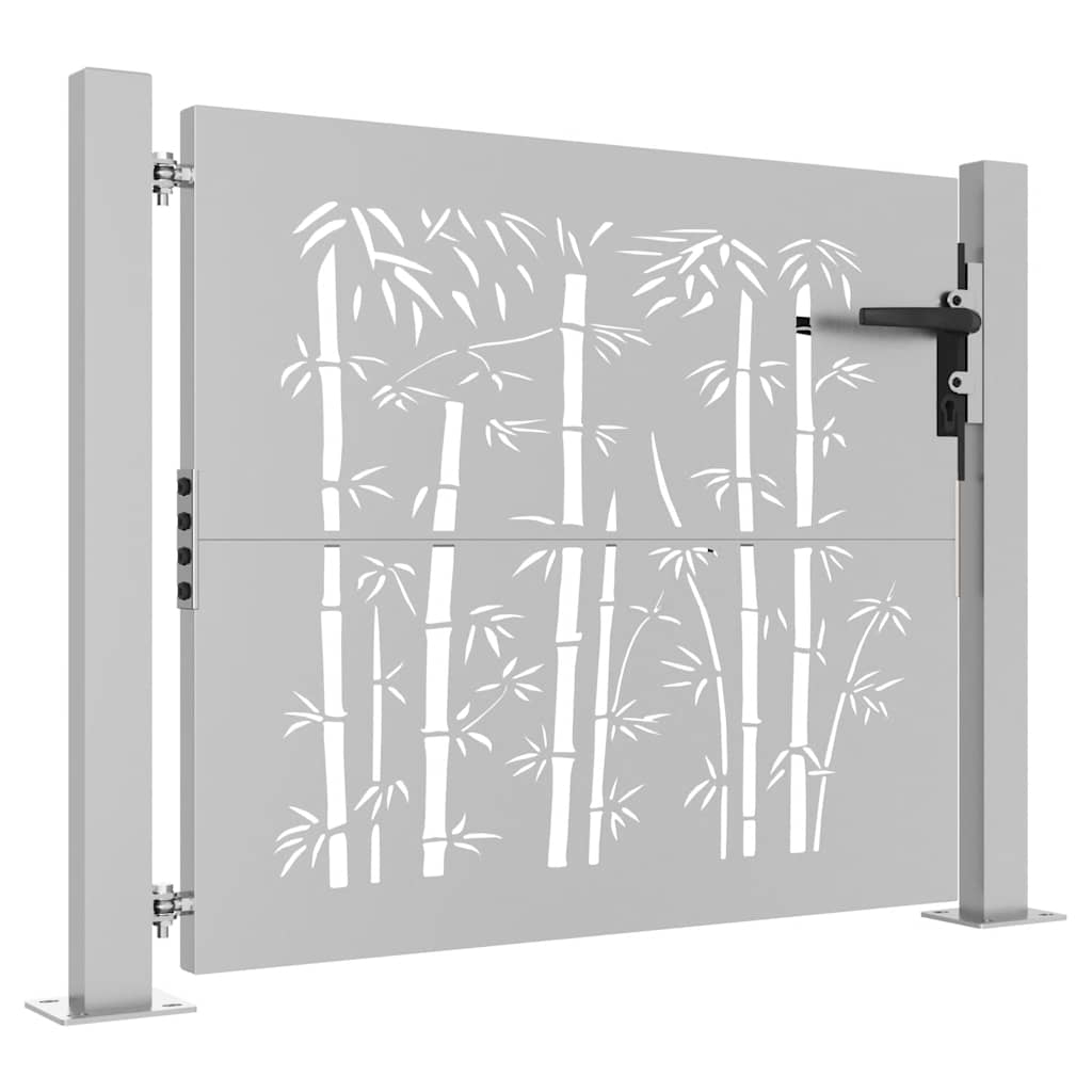 Cancello da giardino 100x75 cm acciaio Corten design bambù
