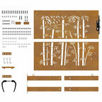 Cancello da giardino 100x100 cm in acciaio Corten con design in bambù tagliato al laser