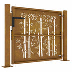 Cancello da giardino 100x100 cm in acciaio Corten con design in bambù tagliato al laser