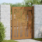 Cancello da giardino 100x125 cm in acciaio Corten con design laser e bambù