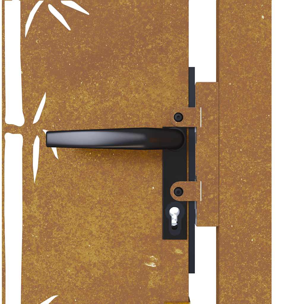Cancello da giardino 100x125 cm in acciaio Corten con design laser e bambù