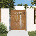 Cancello da giardino 100x125 cm in acciaio Corten con design laser e bambù