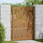 Cancello da giardino 100x150 cm in acciaio Corten con design bambù tagliato al laser