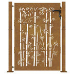 Cancello da giardino 100x150 cm in acciaio Corten con design bambù tagliato al laser