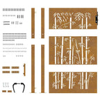 Cancello da giardino 100x150 cm in acciaio Corten con design bambù tagliato al laser