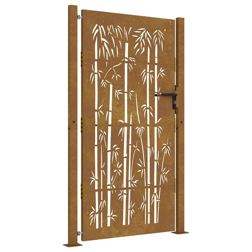 Cancello da giardino 100x200 cm in acciaio corten con design in bambù tagliato al laser