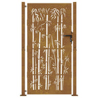 Cancello da giardino 100x200 cm in acciaio corten con design in bambù tagliato al laser