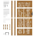 Cancello da giardino 100x200 cm in acciaio corten con design in bambù tagliato al laser