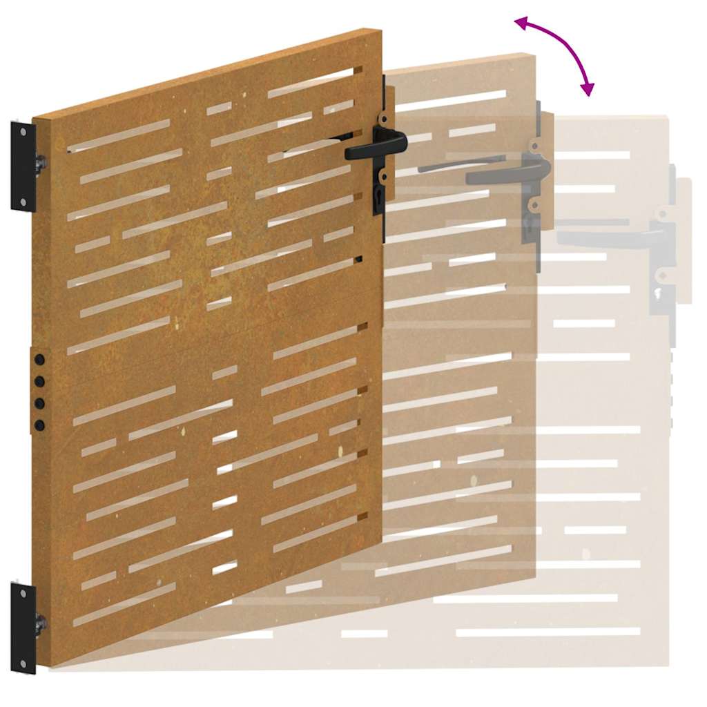 Cancello da giardino 85x100 cm in acciaio Corten design quadrato