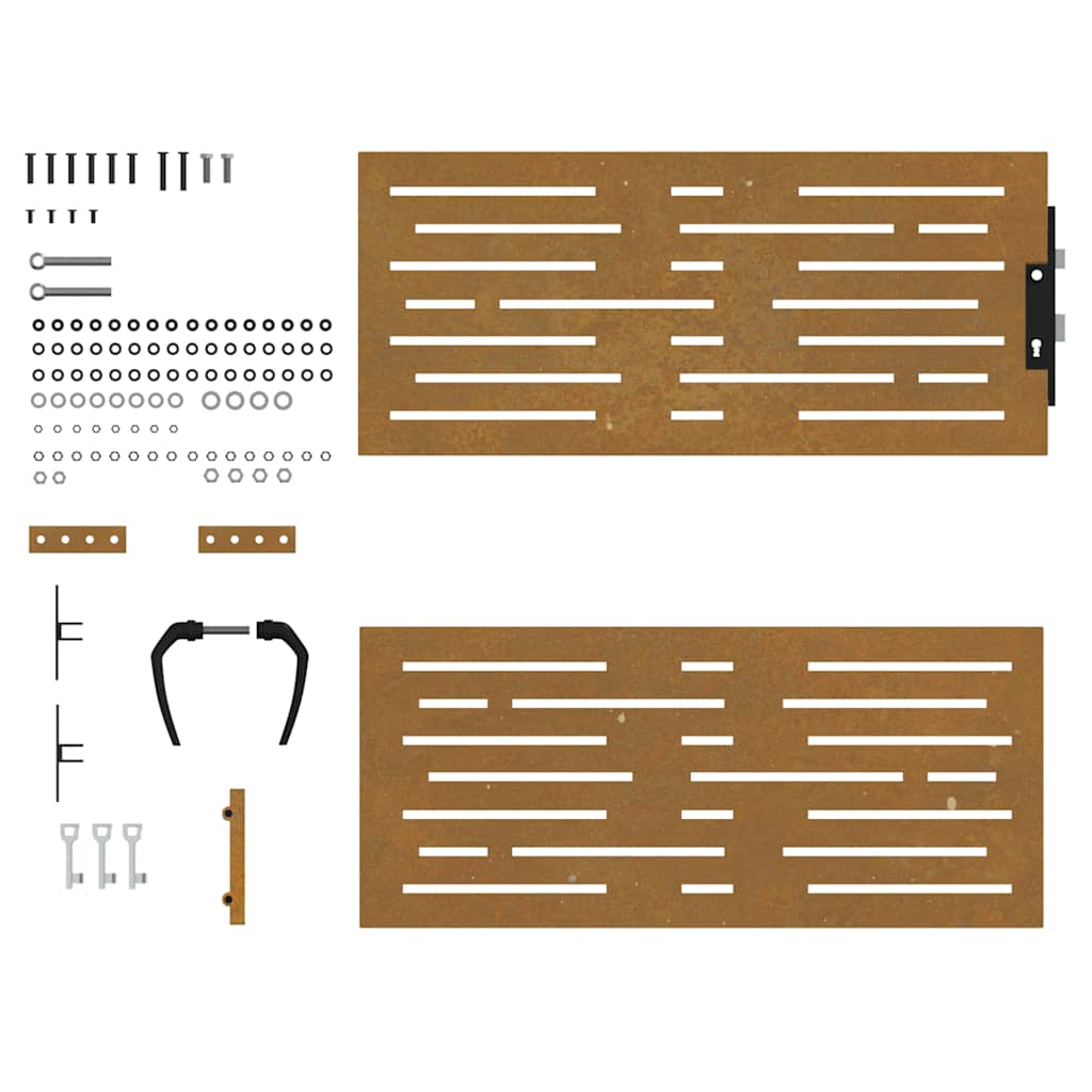 Cancello da giardino 85x100 cm in acciaio Corten design quadrato