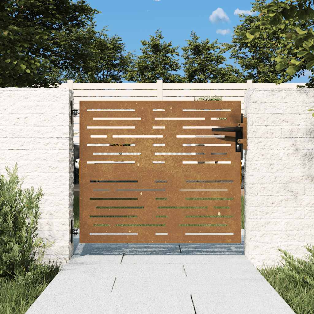 Cancello da giardino 85x100 cm in acciaio Corten design quadrato