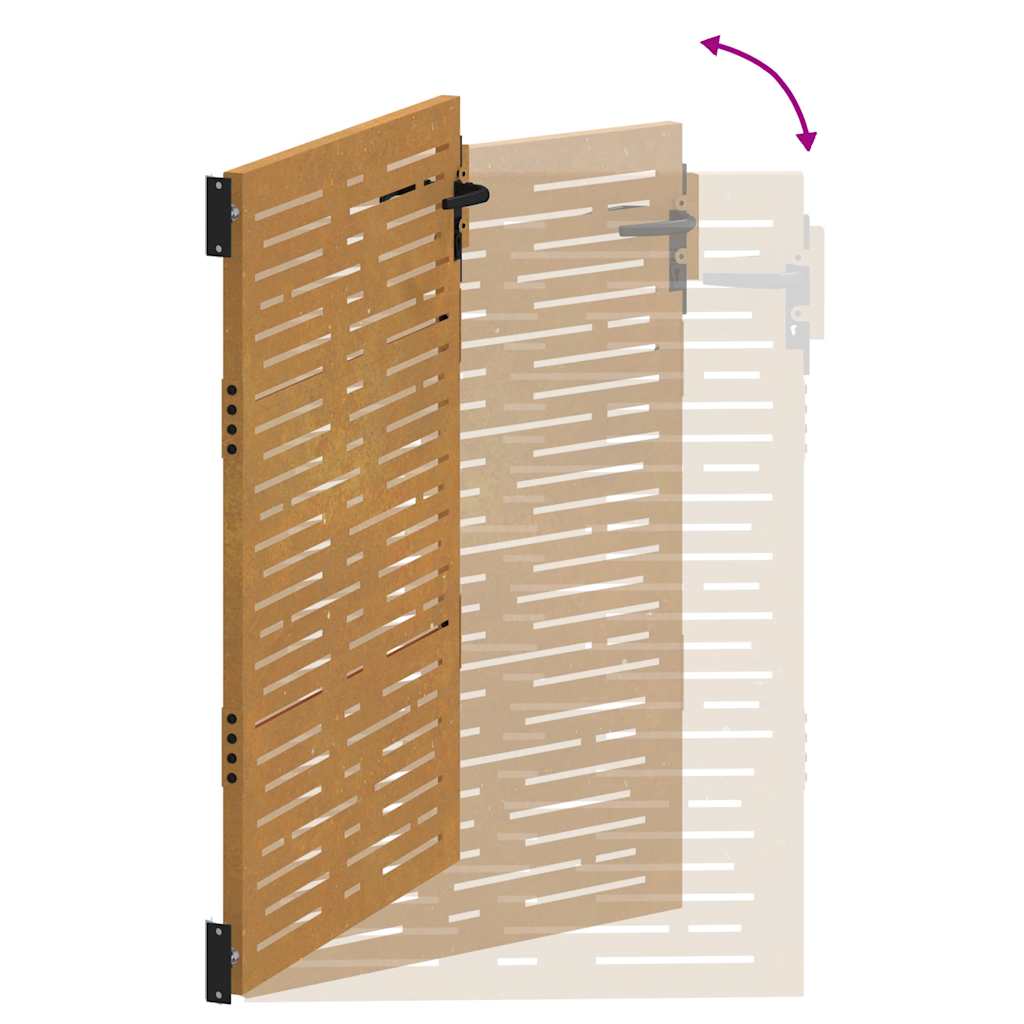 Cancello da giardino 85x125 cm in acciaio Corten design quadrato