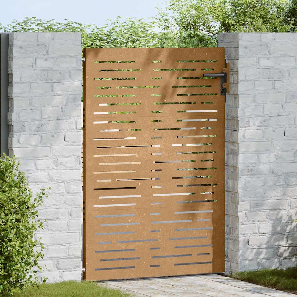 Cancello da giardino 85x150 cm in acciaio Corten design quadrato