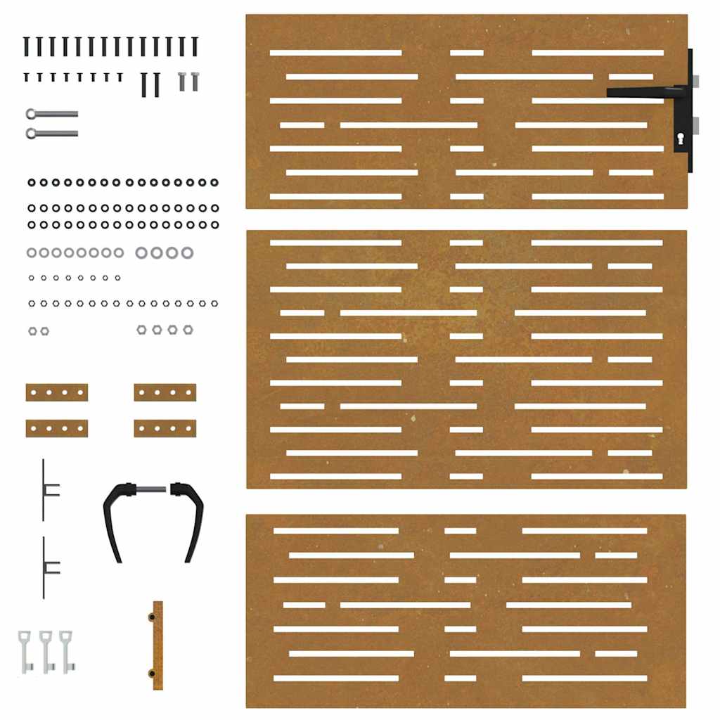 Cancello da giardino 85x150 cm in acciaio Corten design quadrato