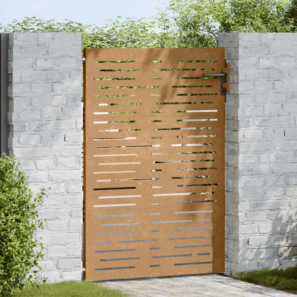 Cancello da giardino 85x150 cm in acciaio Corten design quadrato