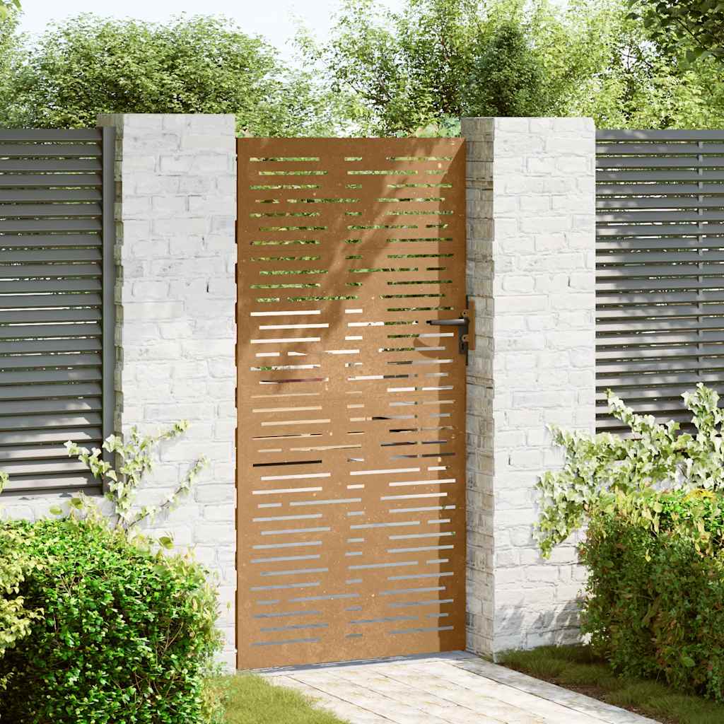 Cancello da giardino 85x175 cm in acciaio Corten design quadrato