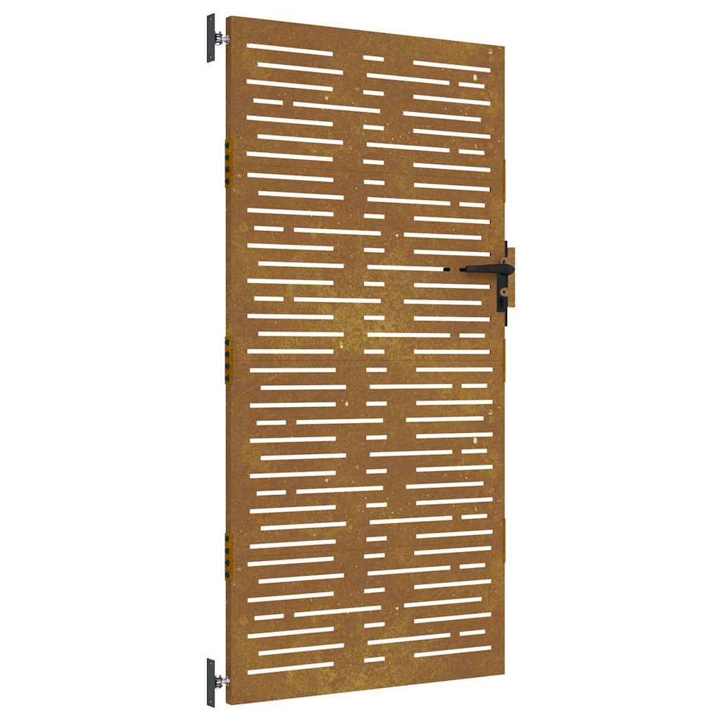 Cancello da giardino 85x200 cm in acciaio Corten design quadrato