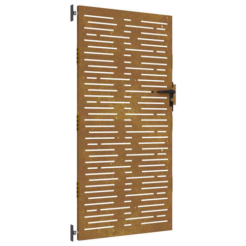 Cancello da giardino 85x200 cm in acciaio Corten design quadrato