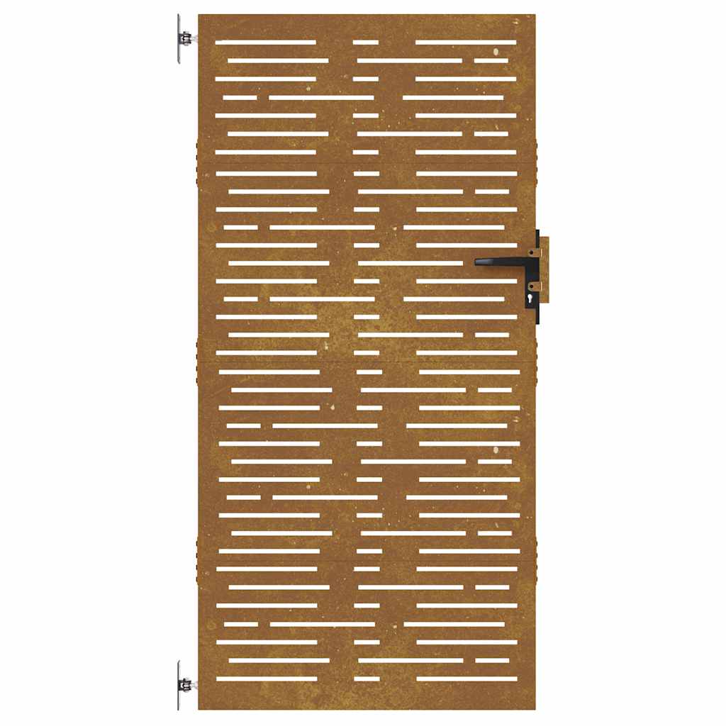 Cancello da giardino 85x200 cm in acciaio Corten design quadrato