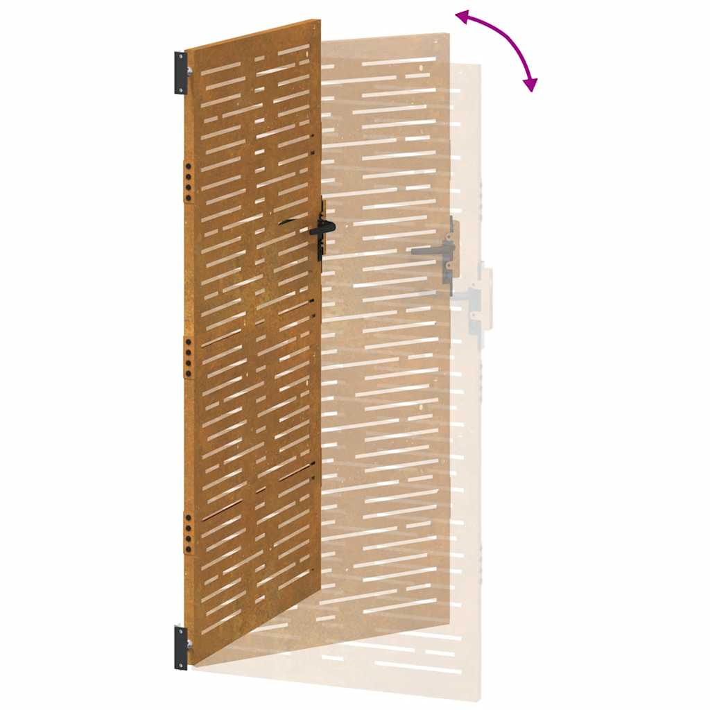 Cancello da giardino 85x200 cm in acciaio Corten design quadrato