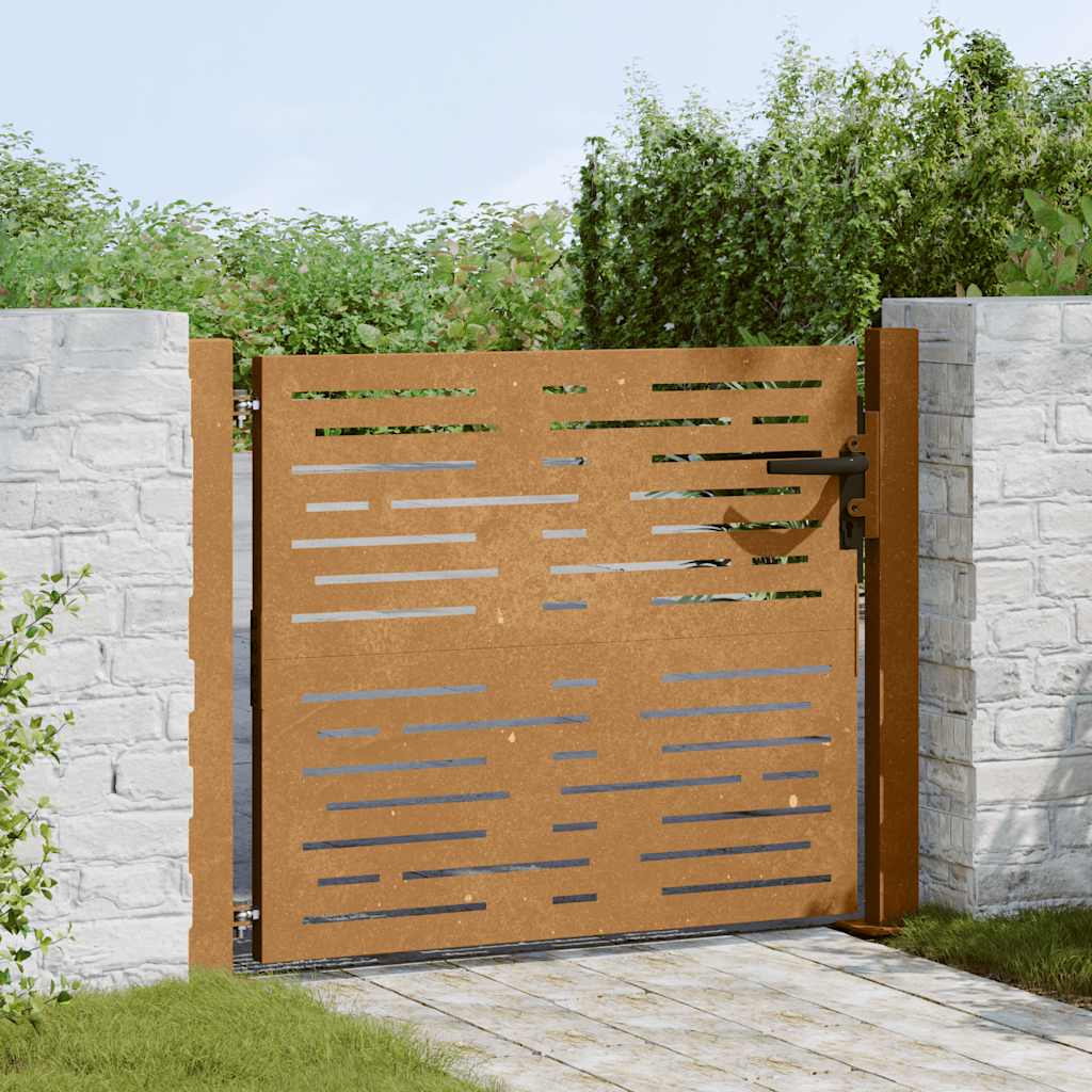 Cancello da giardino 100x75 cm in acciaio Corten design quadrato