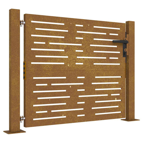 Cancello da giardino 100x100 cm acciaio Corten design quadrato tagliato al laser