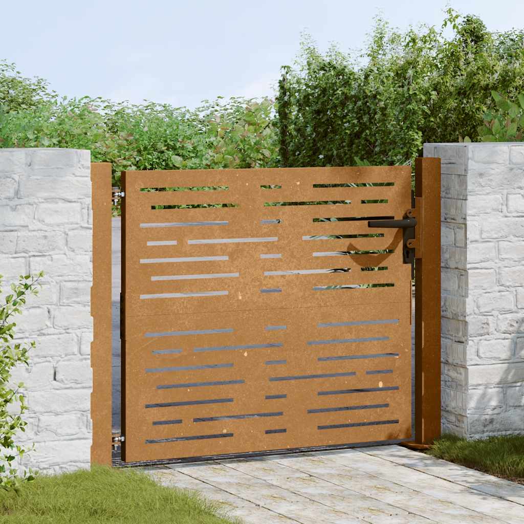 Cancello da giardino 100x100 cm acciaio Corten design quadrato tagliato al laser