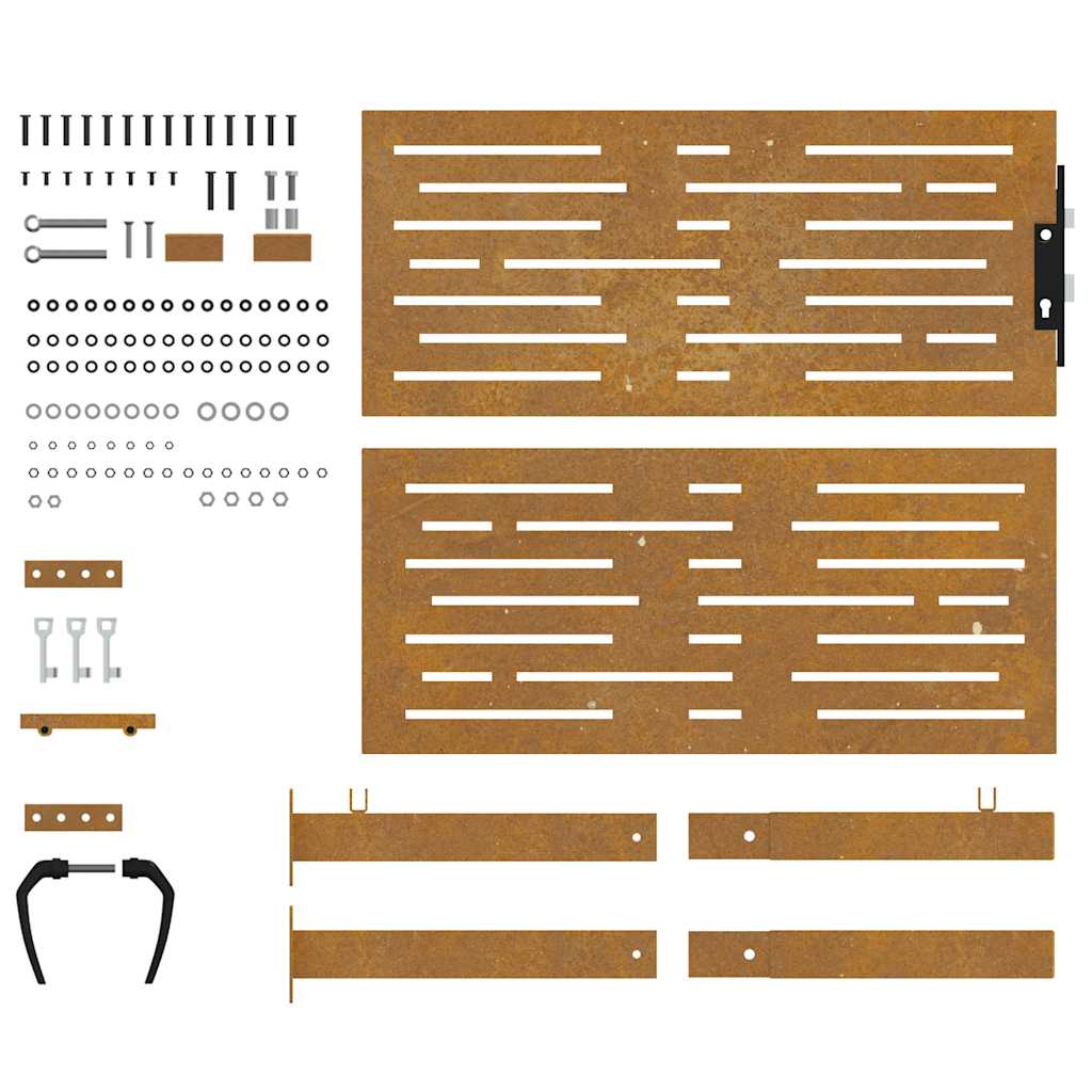 Cancello da giardino 100x100 cm acciaio Corten design quadrato tagliato al laser