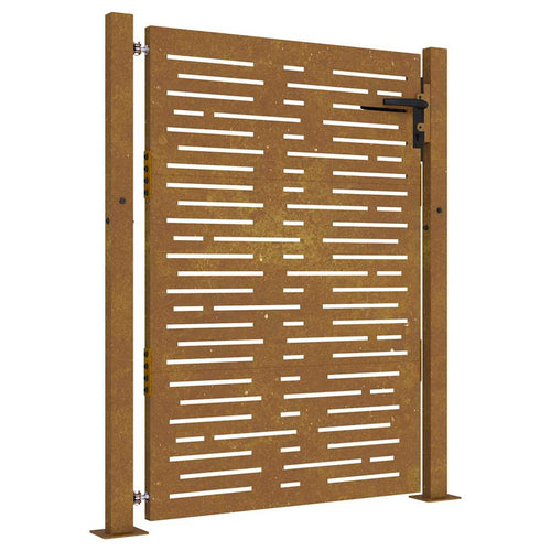 Cancello da giardino 100x125 cm in acciaio Corten design quadrato