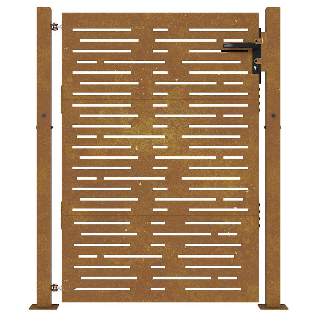 Cancello da giardino 100x125 cm in acciaio Corten design quadrato