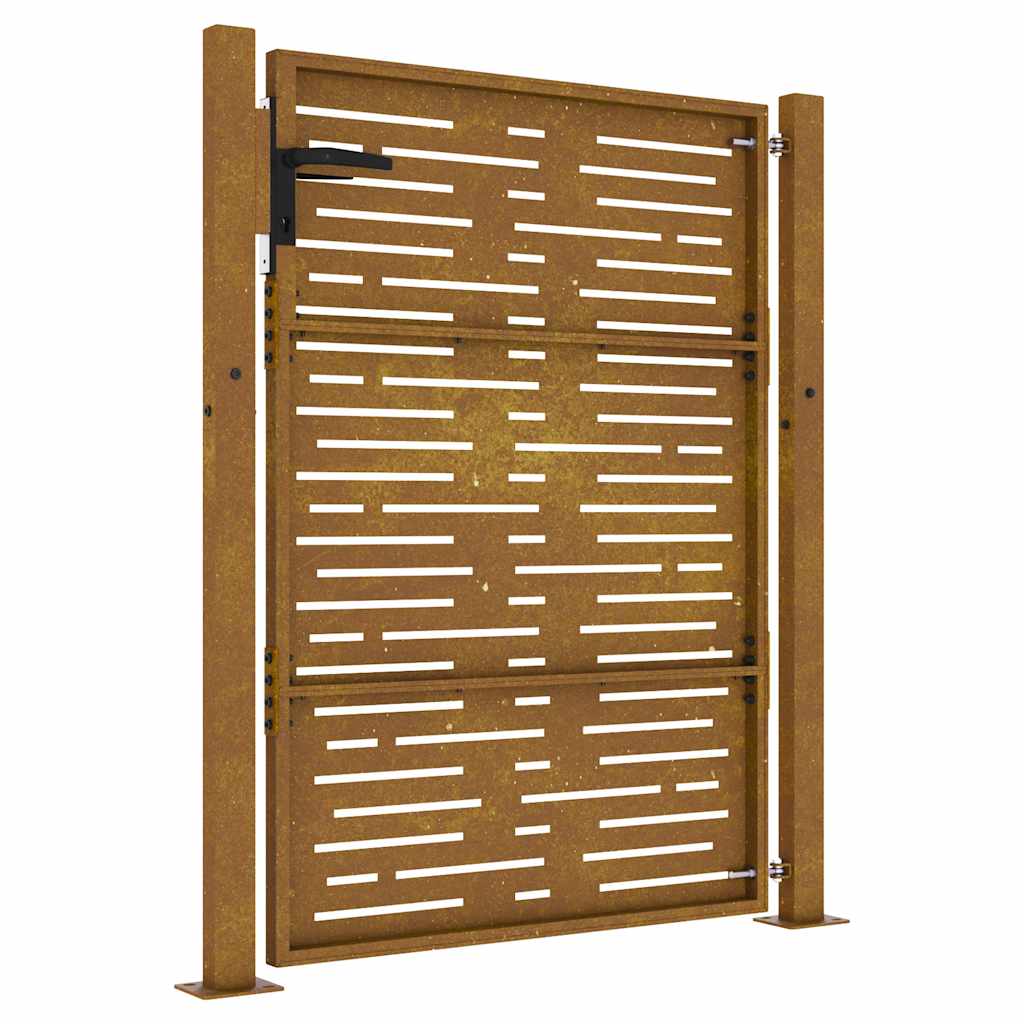 Cancello da giardino 100x125 cm in acciaio Corten design quadrato