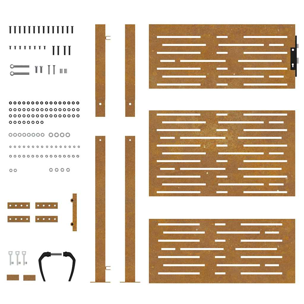 Cancello da giardino 100x125 cm in acciaio Corten design quadrato