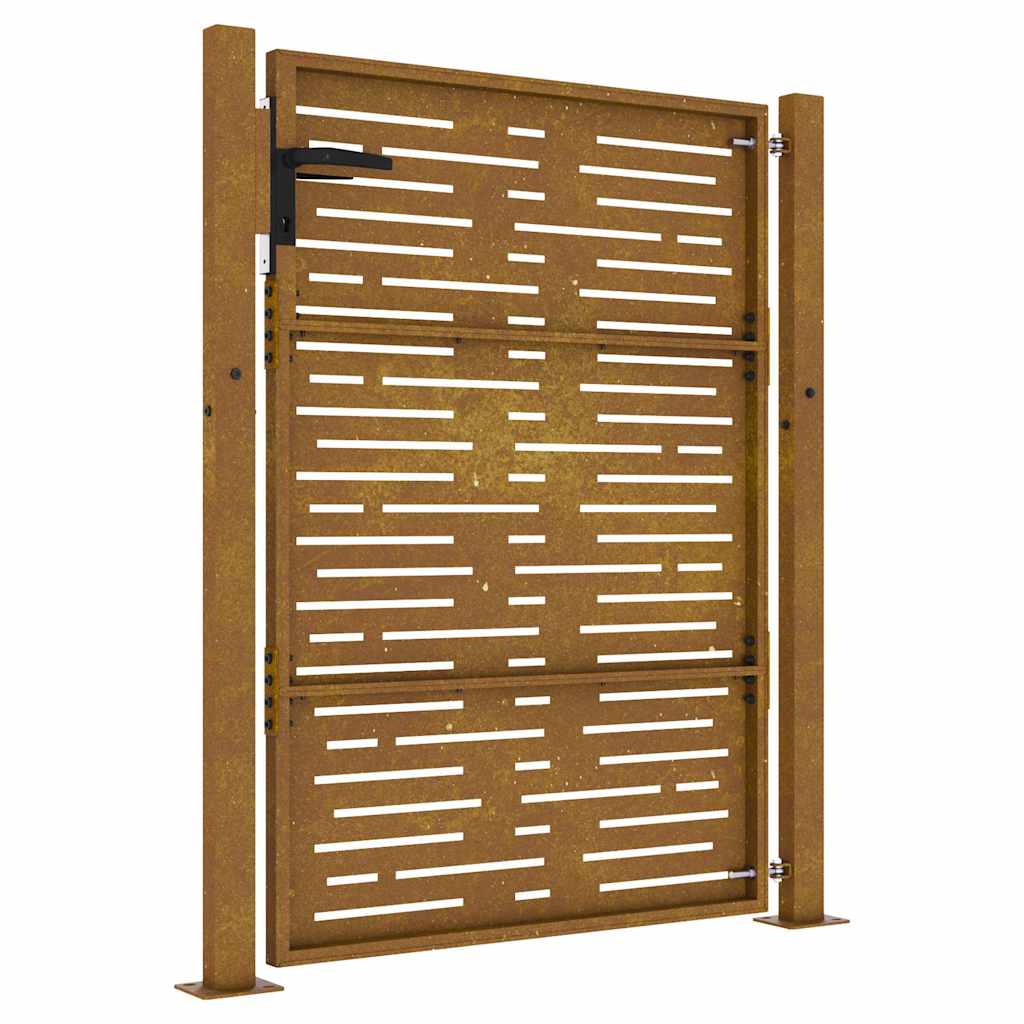 Cancello da giardino 100x150 cm in acciaio Corten design quadrato