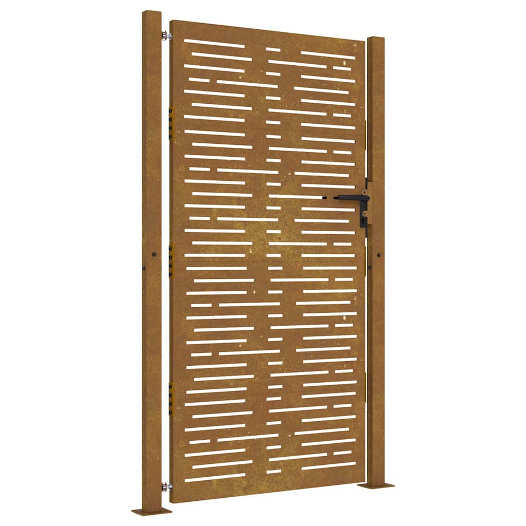 Cancello da giardino 100x175 cm acciaio Corten design quadrato taglio laser
