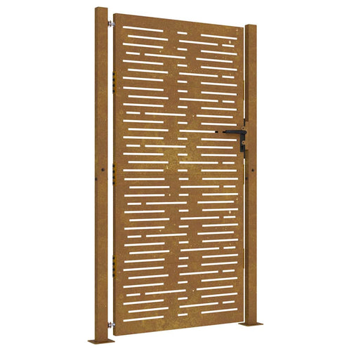 Cancello da giardino 100x175 cm acciaio Corten design quadrato taglio laser