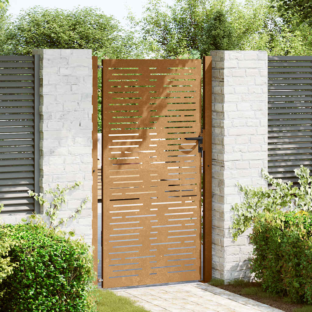Cancello da giardino 100x175 cm acciaio Corten design quadrato taglio laser