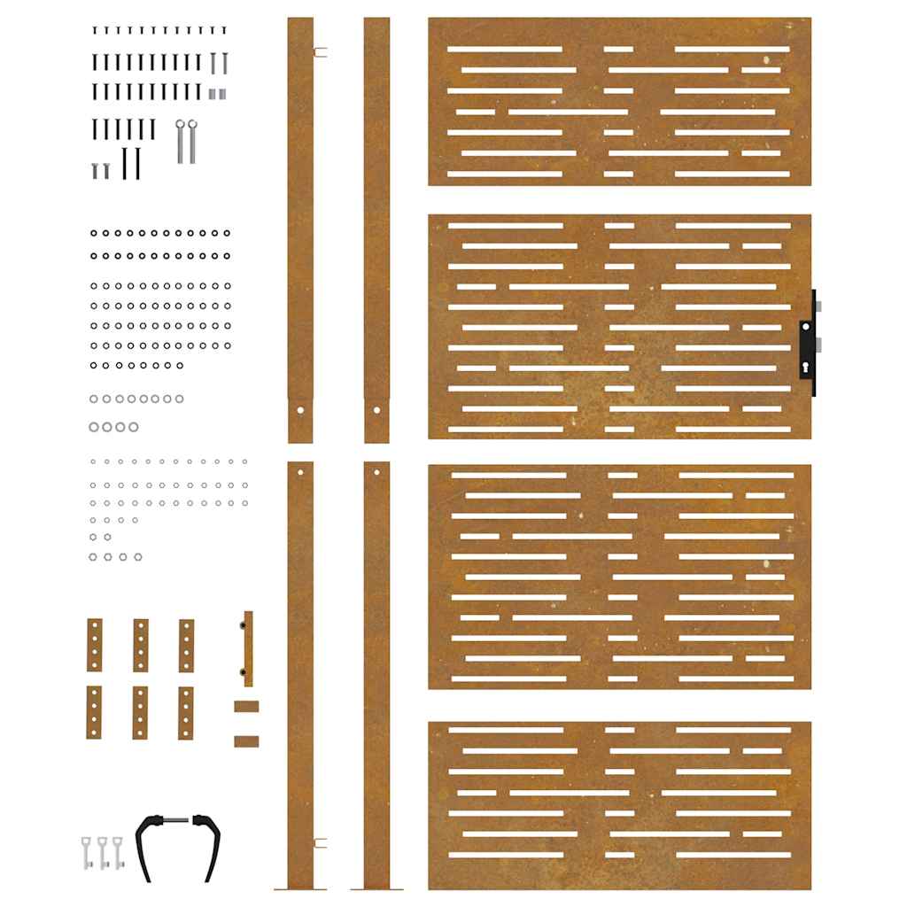 Cancello da giardino 100x175 cm acciaio Corten design quadrato taglio laser
