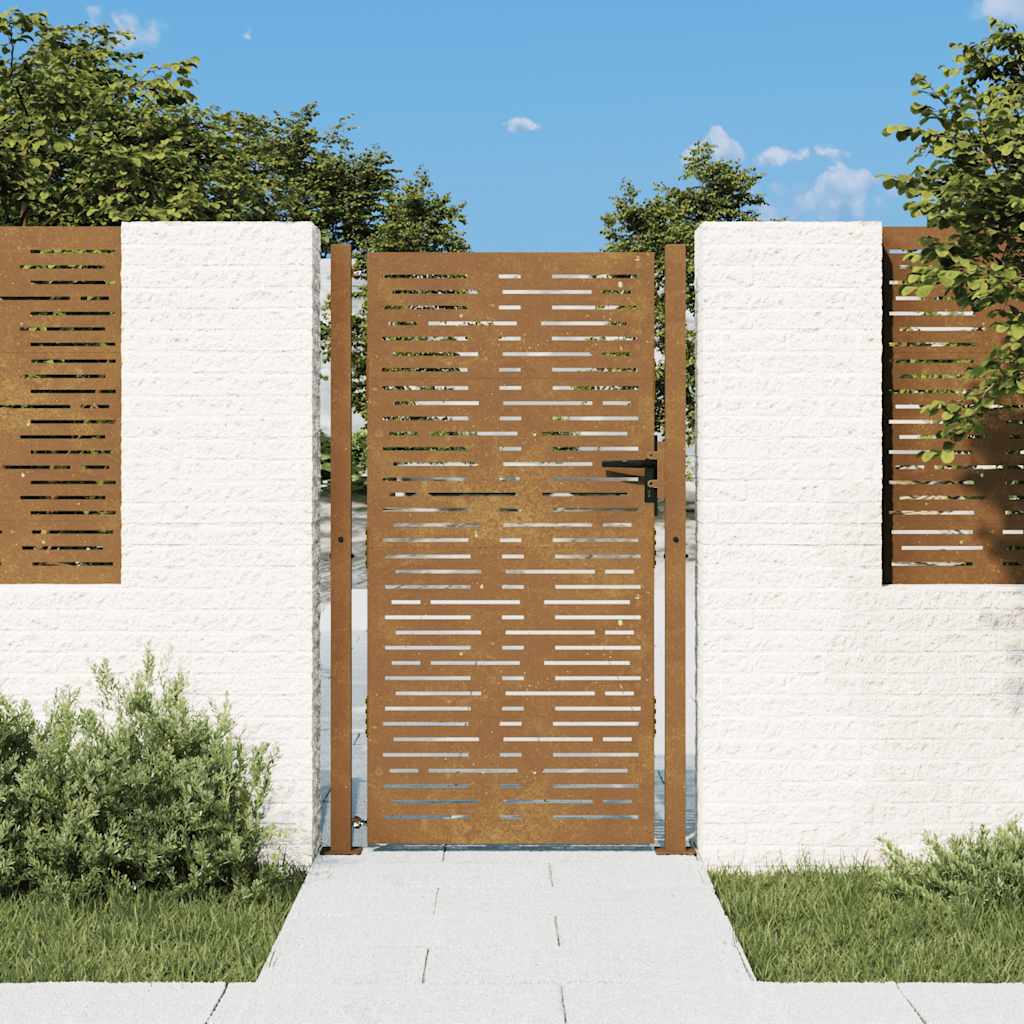 Cancello da giardino 100x175 cm acciaio Corten design quadrato taglio laser