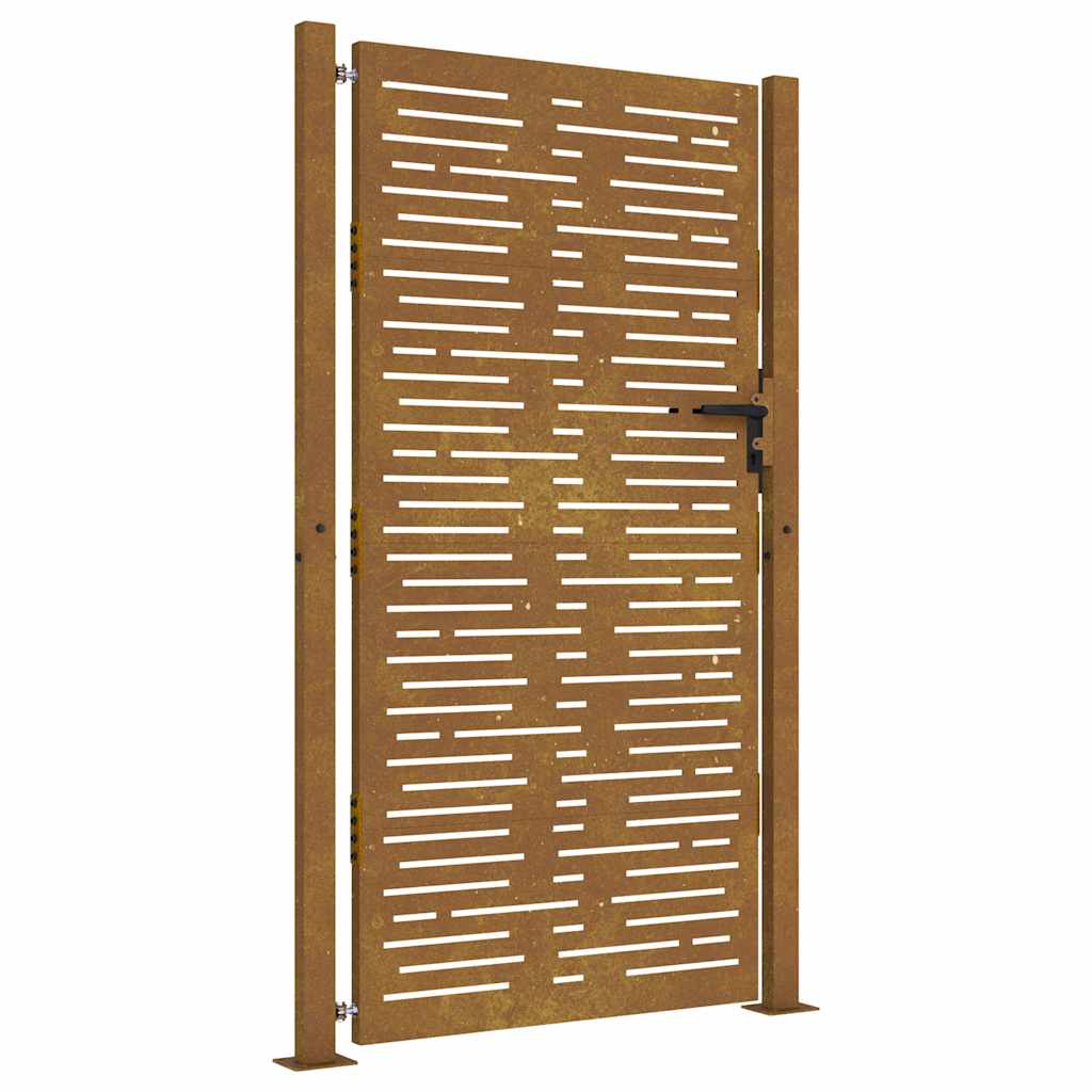 Cancello da giardino 100x200 cm in acciaio Corten design quadrato